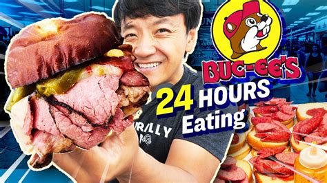 24 Hours Eating ONLY at The Worlds LARGEST Gas Station Buc-ees  100 Foods to Eat BEFORE You Die